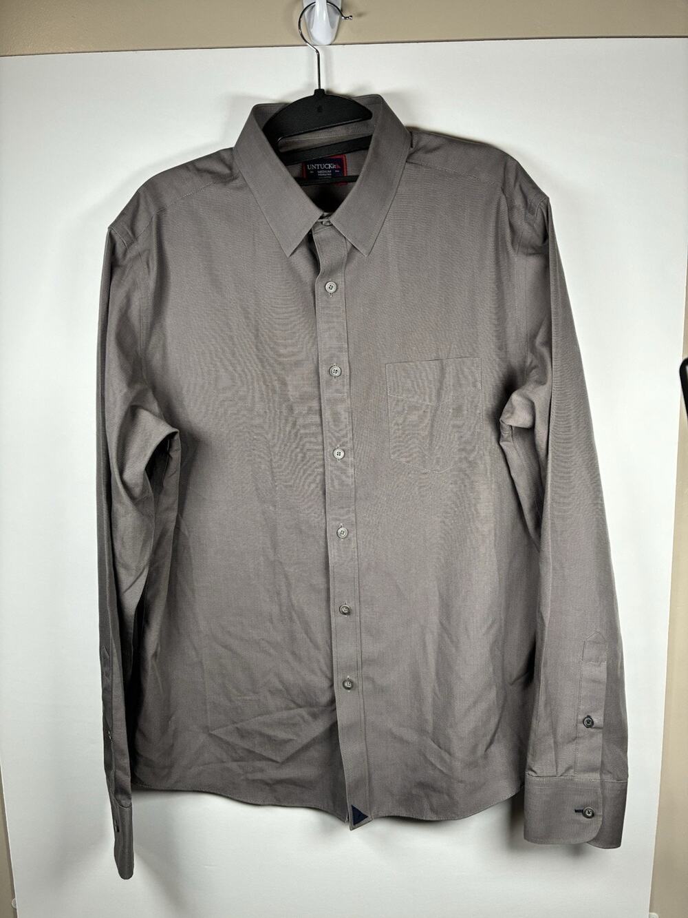UNTUCKit Mens M Gray Long Sleeve Button Up Cotton Dress Shirt Date night